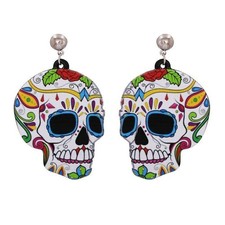Halloween Day of the Dead Skull Ghost Acrylic Resin Earrings