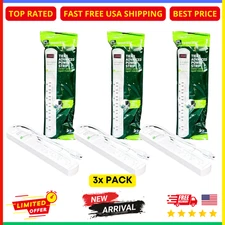 Surge Protector 3-Pack – 7-Outlet 1440J Power Strip for TV & Computer