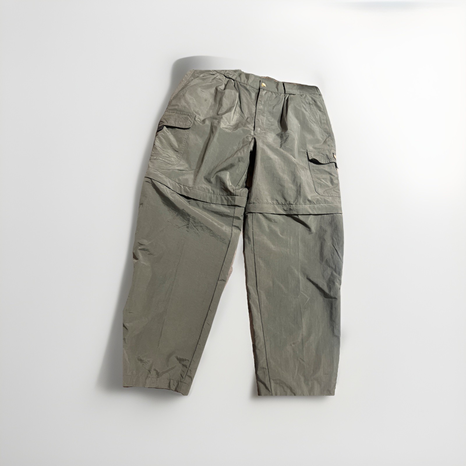 Convertible Hiking Pants Mens Large Green Zip Off Cargo Outdoor Fishing