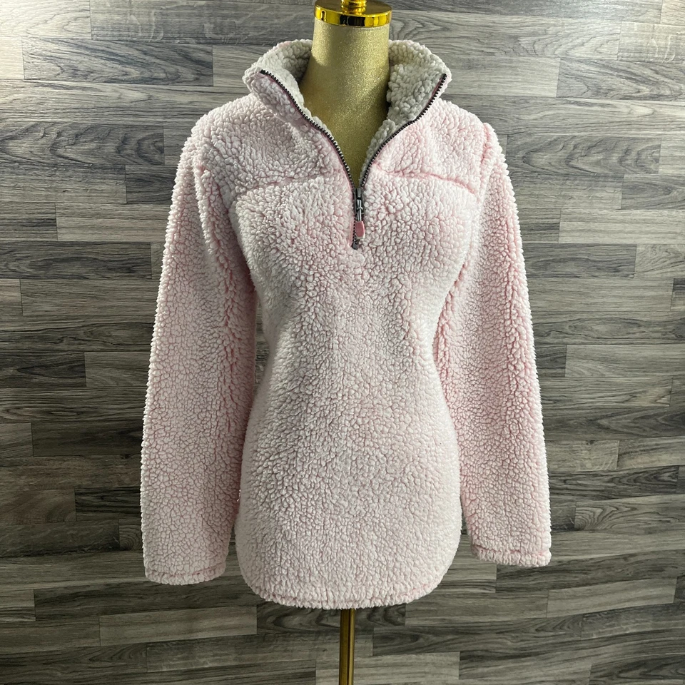 Chaqueta polar rosa cremallera 1/4 cuello falso té verde para mujer talla M Foto 2 de 4