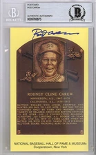 Rod Carew Autographed Signed HOF Plaque Postcard Twins, Angels Beckett