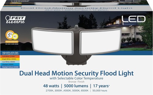 Feit LED Dual Head Motion Sensor Security Outdoor Light Dusk-to-Dawn 5000 lumen