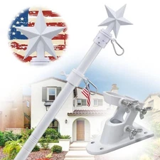 House Flag Pole Kit - 6ft Tangle Free Flag Pole Holder for Outside House,Heav...