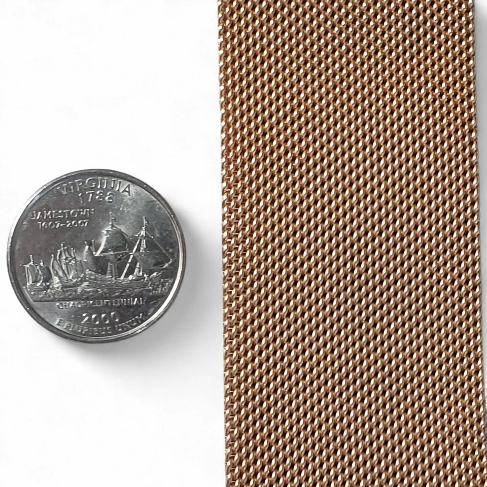 Brazalete de malla vintage Milor Italia bronce ancho tono oro rosa 71/4" Foto 2 de 4