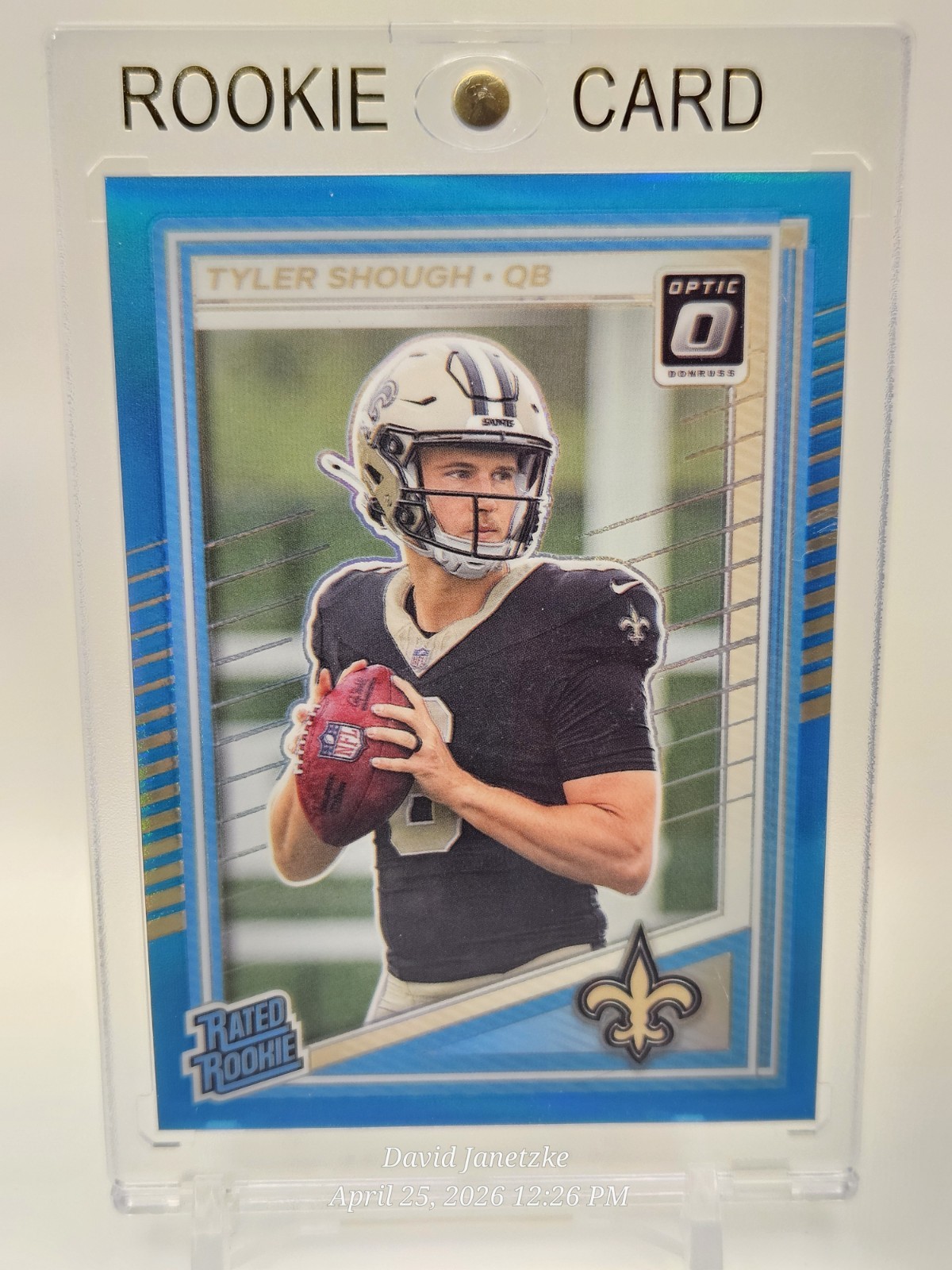 Tyler Shough 2025 Donruss Optic Football #223 RC Neon Blue 023/399 Saints