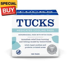 Medicated Cooling Pads, 100 Count � Pads with Witch Hazel, Cleanses Sen�