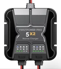 First Power Pro Marine Charger 5 X2 12V 10A 2 Bank 5A 5A On-Board Battery Charge