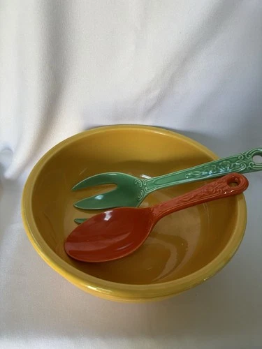 Reduced* Vintage Fiesta *Promotional Salad Bowl* Kitchen Kraft *Fork & Spoon*