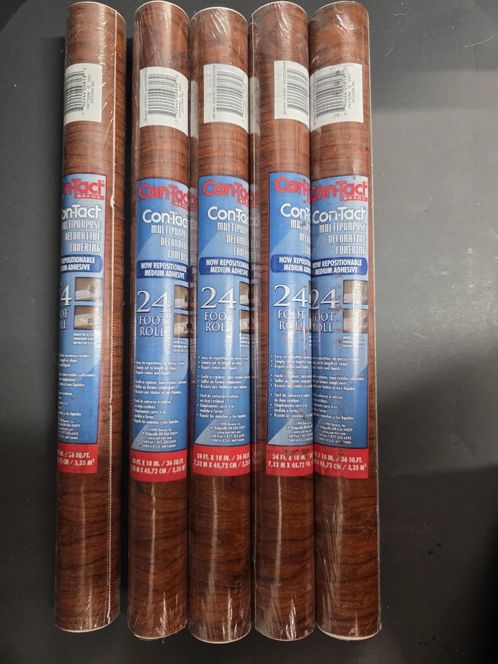 Con-Tact Paper Cherry Woodgrain Vintage 5 Unopened 24 Foot Rolls 18 Inch Wide - Image 2 of 4
