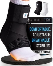 Ankle Brace for Women  Men - Lace Up Adjustable Support with Side Stabilizer...