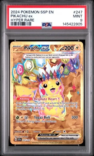 2024 POKEMON SSP EN-SURGING SPARKS HYPER RARE #247 PIKACHU EX PSA 9