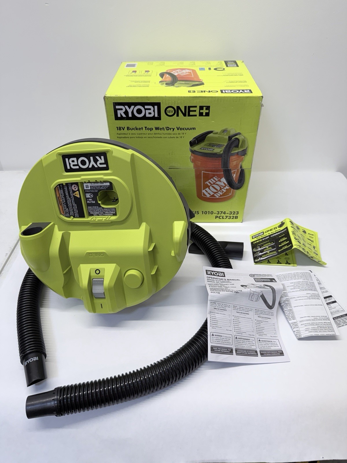*BROKEN* RYOBI PCL732B 5 Gallon Bucket Top Wet/Dry Vacuum 18V Cordless A62