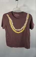 MahinaMade Women's Maroon Lei Graphic T-Shirt Cotton Made in USA Size S