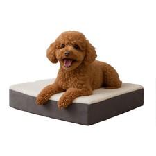 Orthopedic Memory Foam Dog Crate Mat 20x15 Washable Sherpa Cover, Up to 20 lb