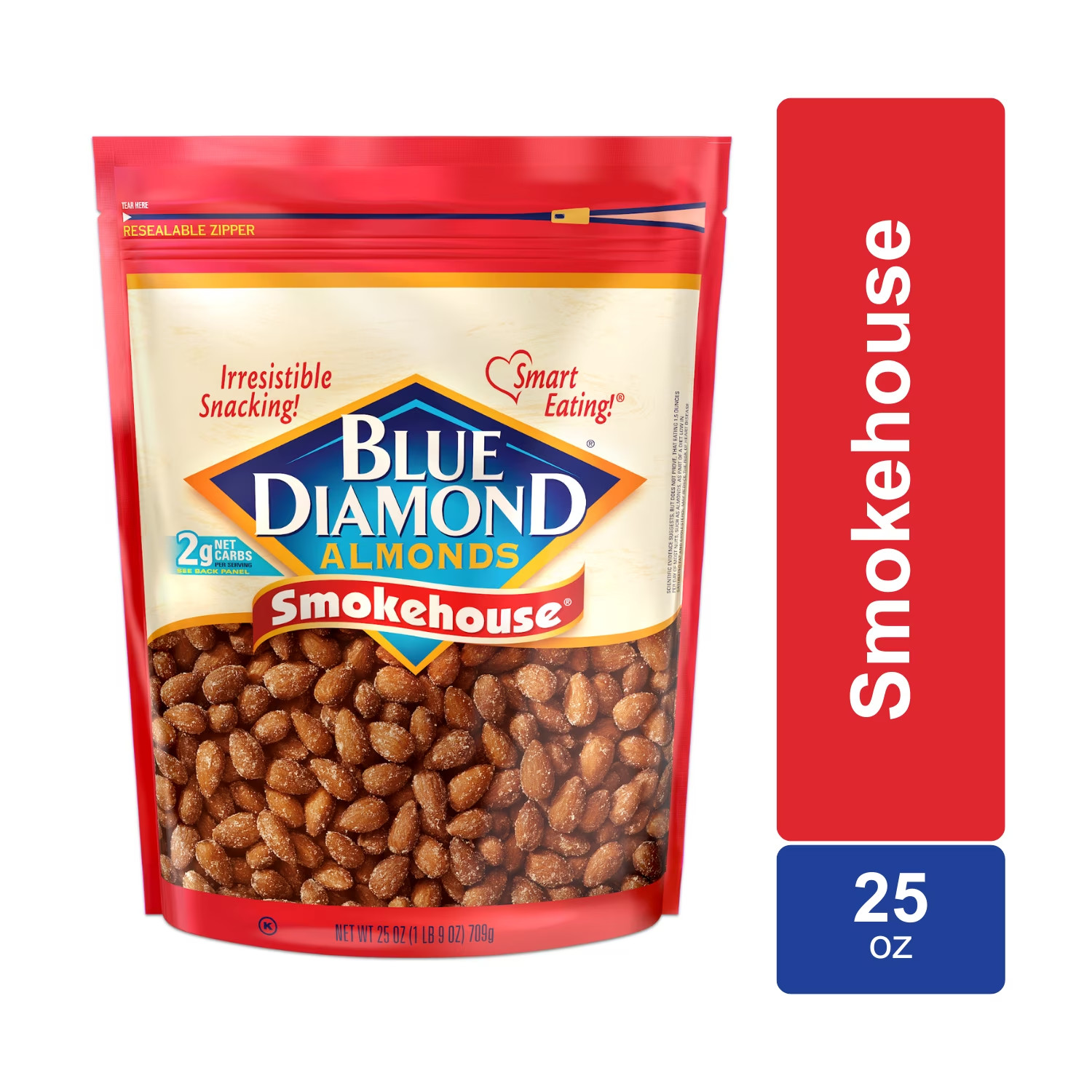 Blue Diamond Almonds, Smokehouse Flavored Snack Nuts for Healthy Snacking, 25 oz