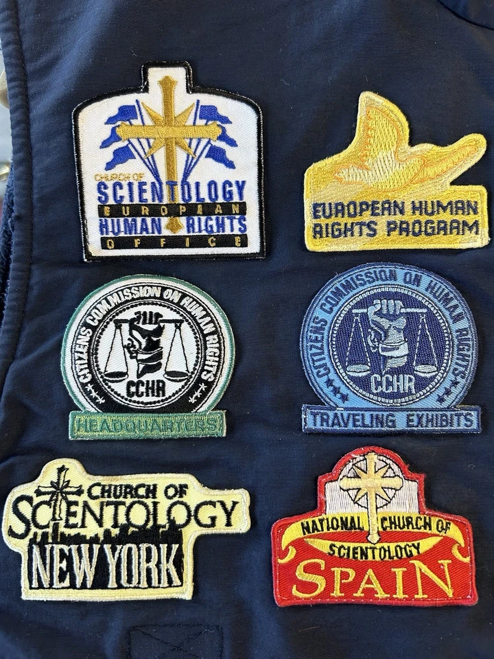 Vintage Church Of Scientology Multi Patch Multi Destination Puffer Vest Size S/M - Image 2 of 4