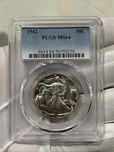 GRADED 1942 Walking Liberty Half Dollar PCGS MS64 Silver American Coin