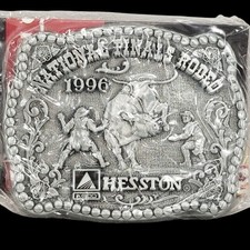 1996 National Finals Rodeo Hesston Small Belt Buckle Bull Rider Western NEW