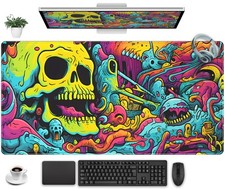 Gaming Desk Mat Skull Desk Pad Extended Mouse Pad XXL, Cool Mouse and Keyboar...