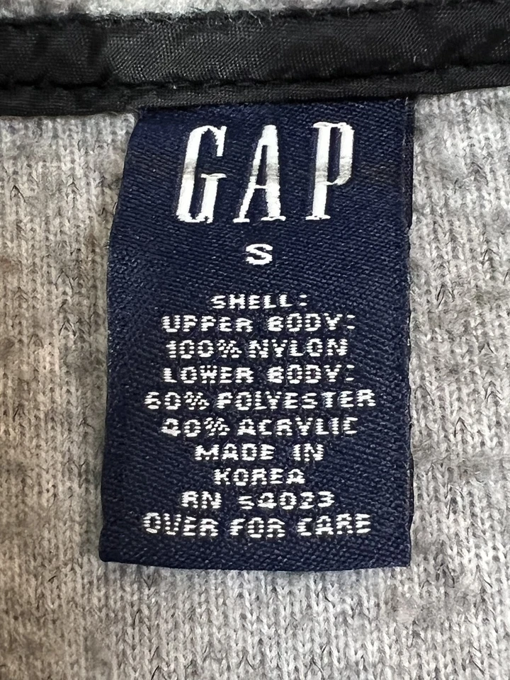 GAP Vest Mens Small Gray Black Fleece Zip Up Sherpa Lined Outdoors Retro Y2K - Image 3 of 4
