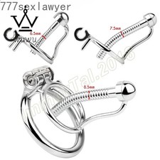 Men Stainless Steel Male Chastity Cage With Urethra sounds Lock Shackle Device