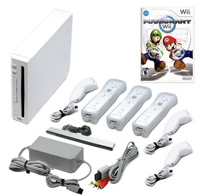 Nintendo Wii Game Console + Pick 1-4 Remotes, Wii Sports, Mario Kart & More, USA