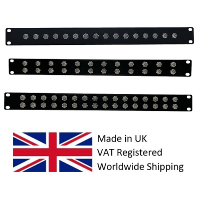 F Typ Patchpanel 1 HE flach schwarz (16, 24 & 32 Port-Optionen)