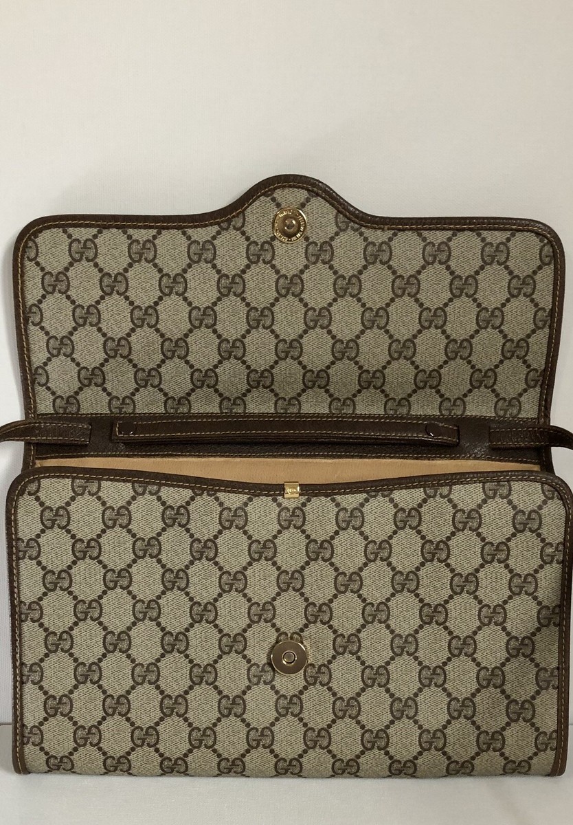Vintage Gucci GG Supreme Monogram Canvas Shoulder Flap Strap