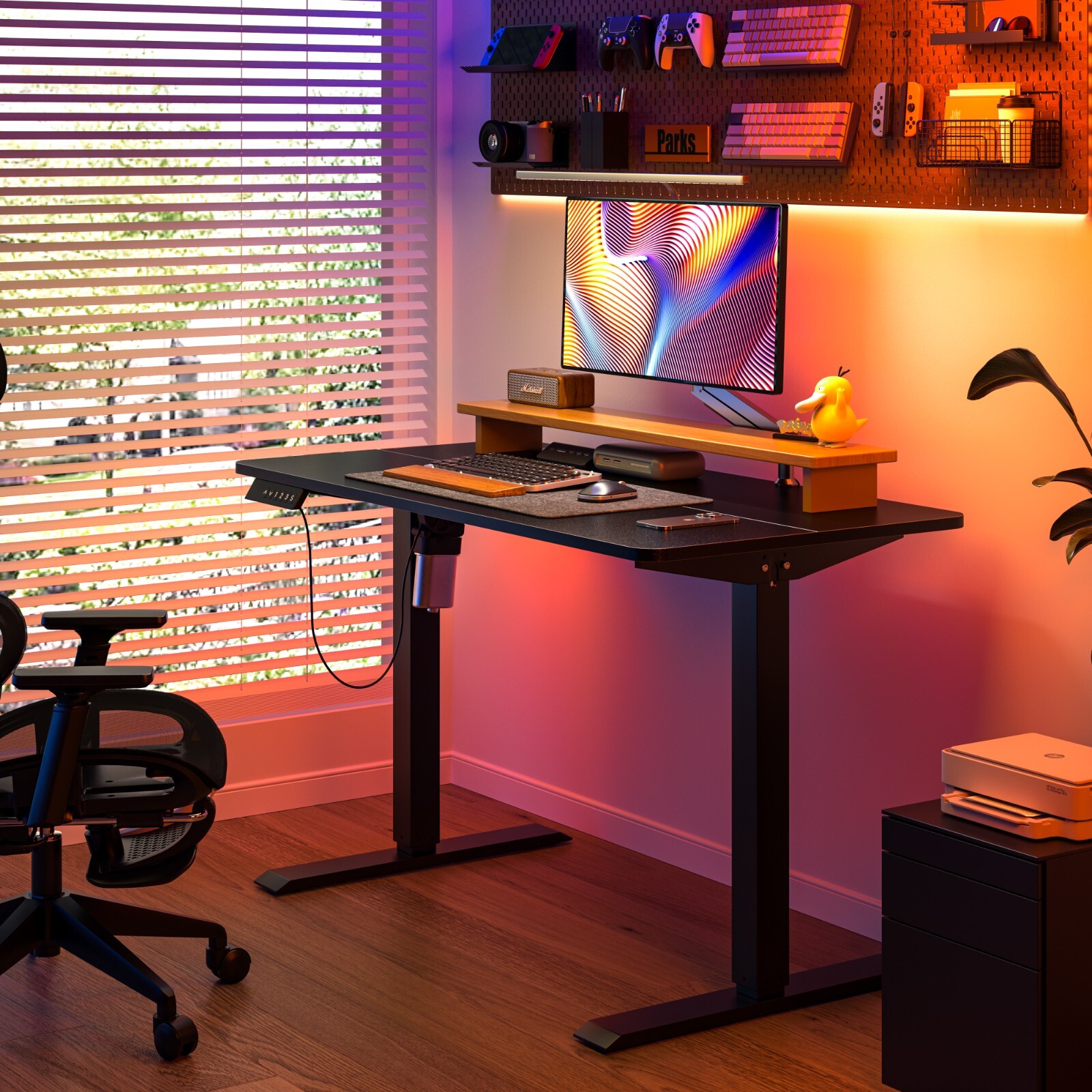 Electric Standing Desk Adjustable Height with Metal Bracket Computer Desk , Hook-image