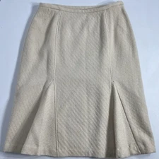 Vintage Field Manor Wool Rabbit Hair Skirt Womens 6 Cream Lined Tweed Textured