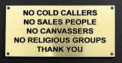 Graviertes Schild - Keine Kaltakquise, Verkäufer, Werber, religiöse Gruppen