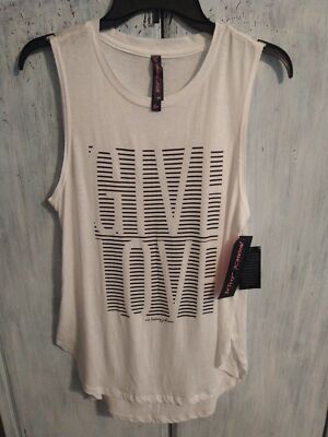Betsey Johnson NWT size medium white give Love sleeveless top