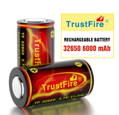 2 Pcs Trustfire 32650 6000mAh Wiederaufladbar Batterie 3.7V Li-Ion Akkus 