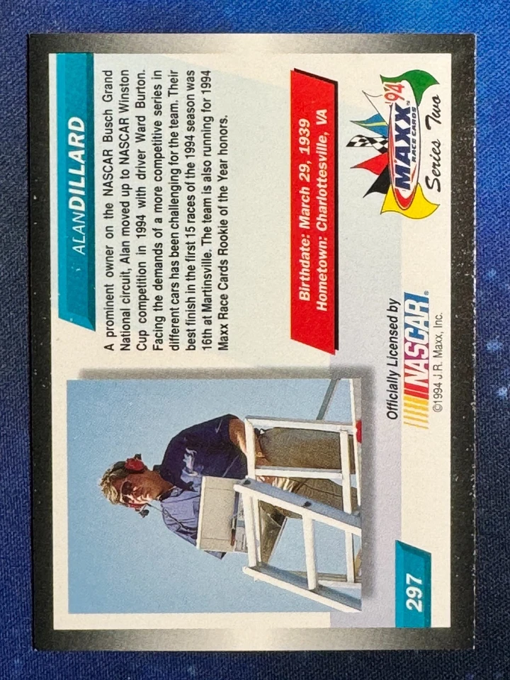 1994 Maxx #297 Alan Dillard - Image 2 of 2