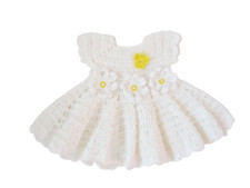 Crochet White Baby Dress whit daisy, Baby Shower Dress, Newborn outfit