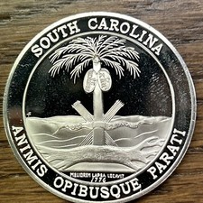 South Carolina 1973 Sterling Silver Art Round - 1 Troy Oz - Free Shipping 99.12 per troy oz