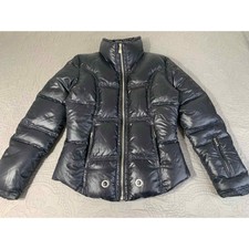 A Diamond In The Snow Jacket Womens 6 Black Puffer Shiny Ski Snow Board Full Zip