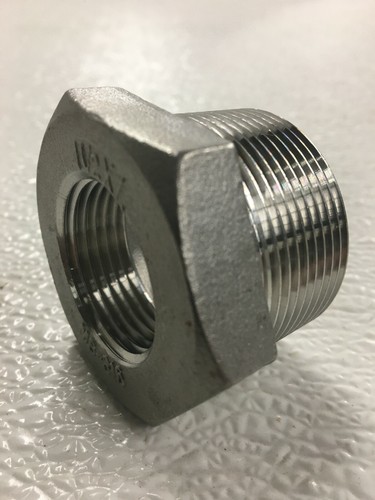 Hex Bushing 1-1/2" x 1" 150# Stainless Steel Threaded Pipe / Conduit Fitting - Afbeelding 2 van 9