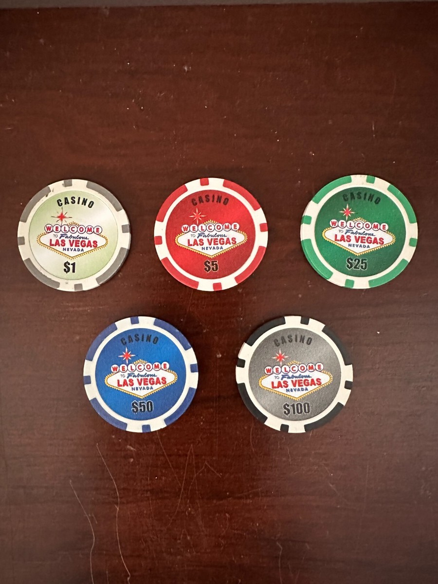 Welcome Fabulous Las Vegas Casino Chip Lot $1 $5 $25 $50