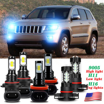 Kit De Faros LED Alto/Bajo + Antiniebla Para Jeep Grand Cherokee 2011-2013 - Luz Blanca 6000K, 35W, Reemplazo Directo