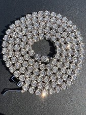 3mm Natural VS D Diamond Illusion Set Tennis Chain Necklace In 925 Silver 2-3ct