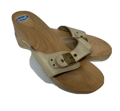 Vintage Womens Tan Dr. Scholls wooden sole exercise sandals | eBay