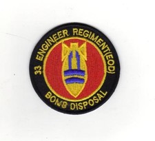 33 ENGINEER REGIMENT (EOD) BOMB DISPOSAL EMBROIDERED CLOTH BADGE - SEW ON