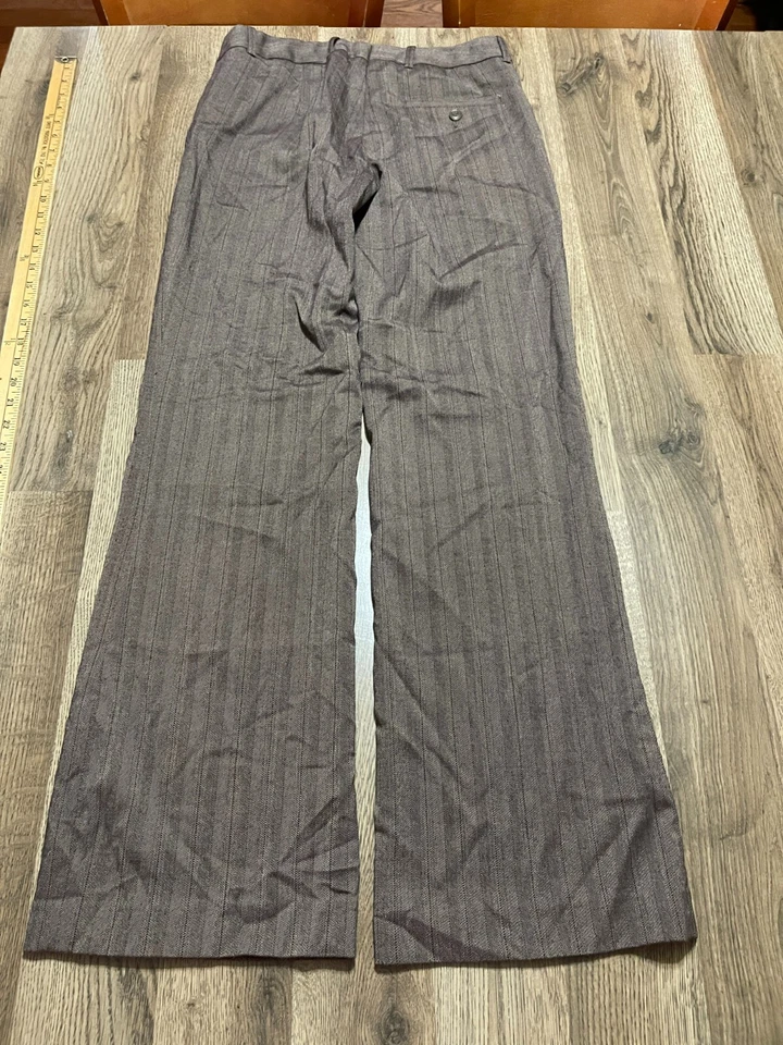 Pantalones H&M, para mujer talla pequeña, marrón, rayas, pantalones de vestir, pierna recta Foto 2 de 4