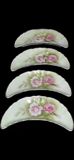 Lefton China 3708 Pink Roses Crescent Side Bone Dishes Set Of 4