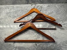 Lot Of 3 Wooden Hangers Hotel COAT HANGER Ralph Lauren Shirt Pant Suit