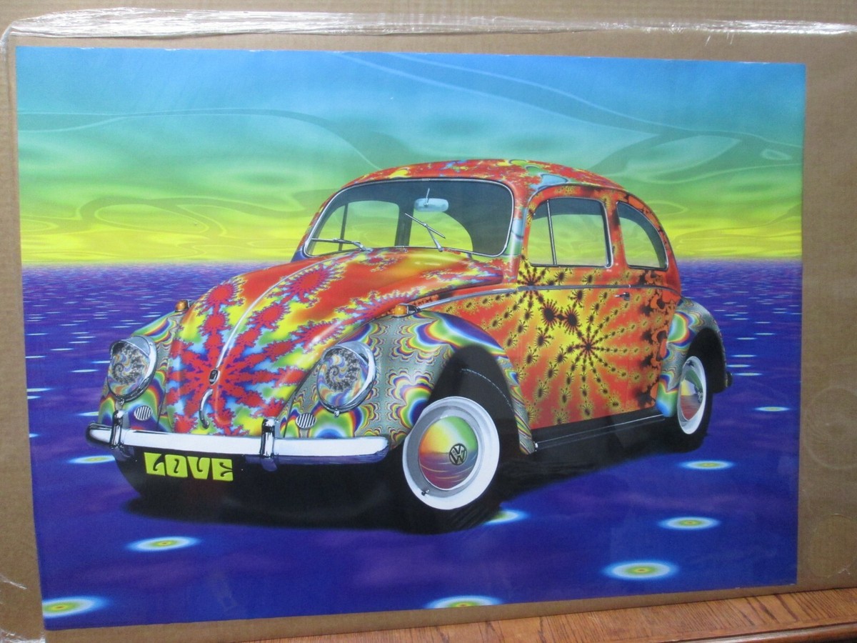 VW beetle Love bug printed 2000 poster psychedelic 15290 | eBay