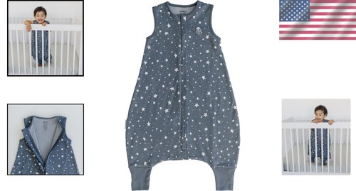 Soft Merino Wool Toddler Sleep Sack with Feet - For 18-36 Months, Star Gray - Picture 2 of 11