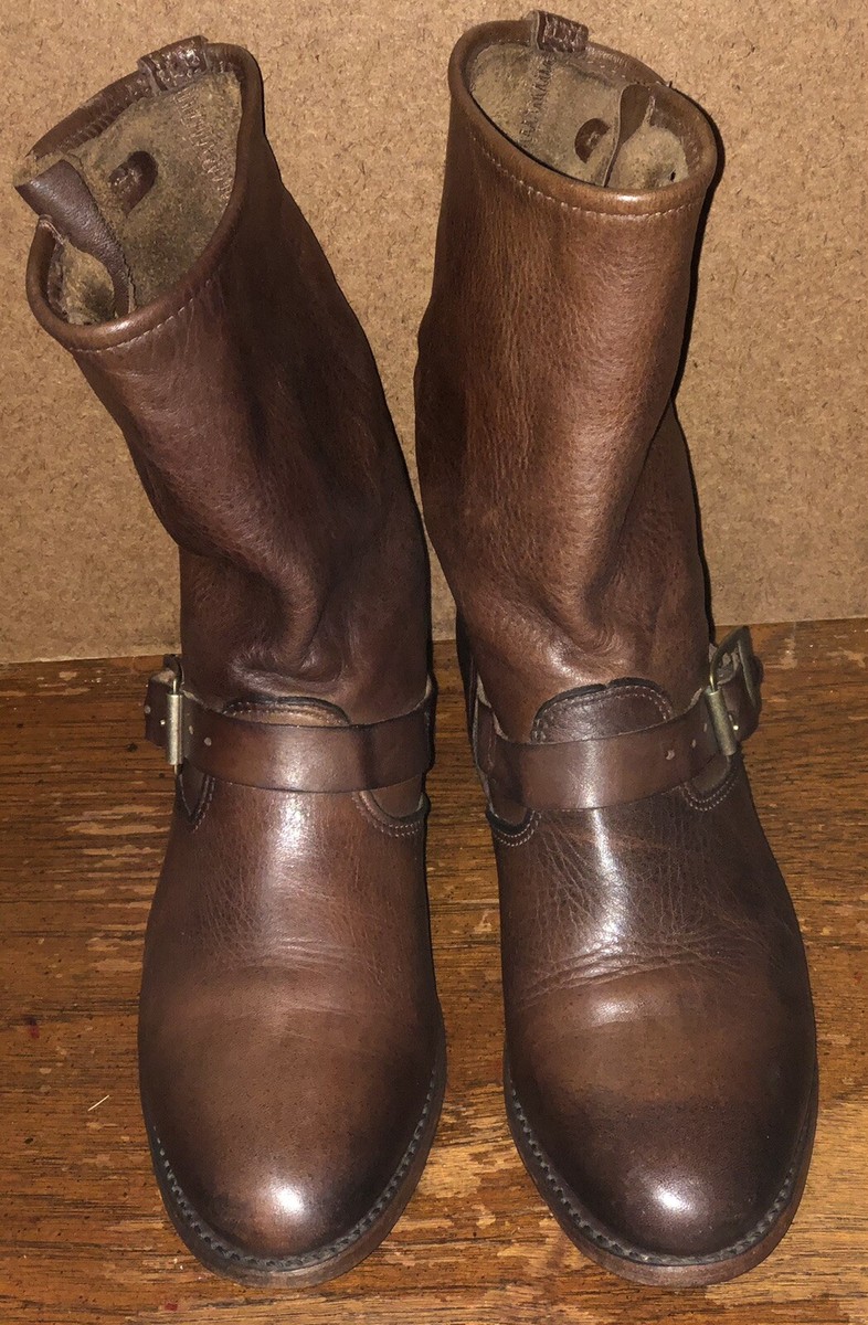 Vintage Shoe Company Brown Leather Engineer Biker Boots Size 8M | eBay
