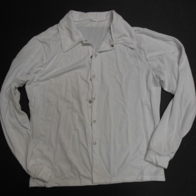 NWOT White SNAP FRONT LONG SLEEVE DANCE SHIRT Knit polyester Mens Dance